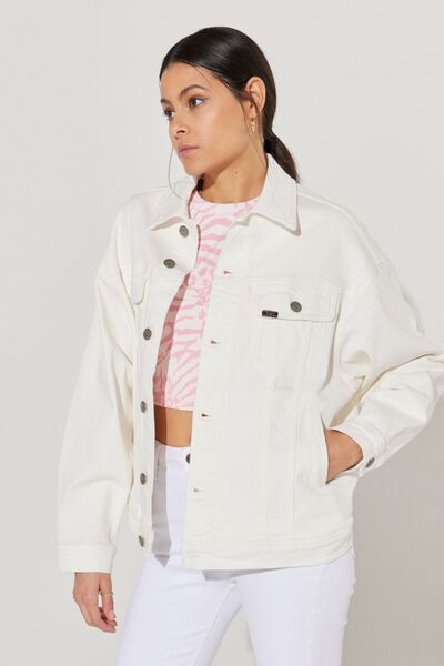 Lee Blugi elastici albi - Jachetă de blugi Trucker cu ajustare normală