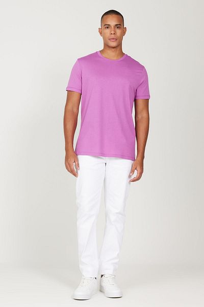 AC&Co / Altınyıldız Classics Purple Slim Fit Crew Neck Basic Men's T-shirt - 100% Cotton