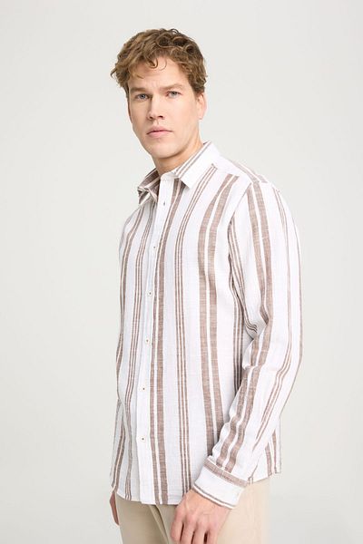 WRANGLER Comfortable Fit - 100% Cotton Brown Shirt