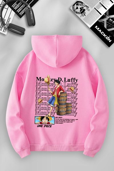 macklin One Piece Monkey D Luffy Anime Patterned Unisex Hooded Sweatshirt
