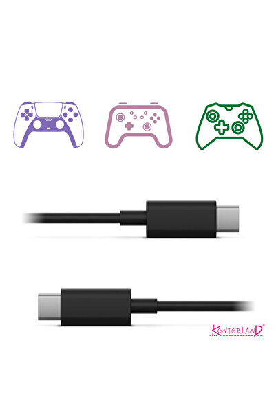 Kontorland Type-C to Type-C Kablo - Siyah 1.5 Metre | Xbox, PS5 Gamepad için ...