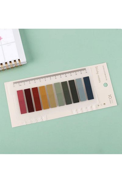 ACUTO 10 Color Soft Post-it Ruled Retro Shades Rectangle Transparent Pet Index Index Sticker Sticky Note
