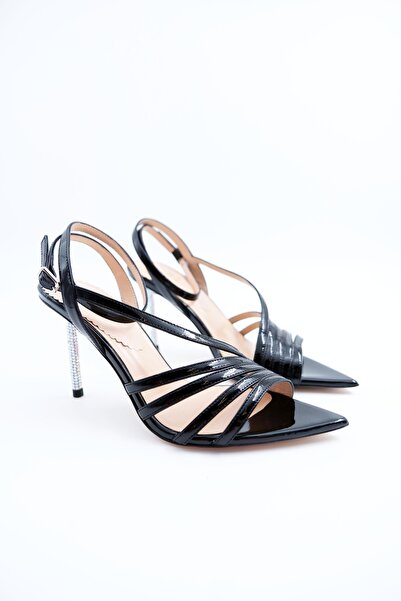 FOLLİNİ Μαύρα γυναικεία βραδινά παπούτσια φορέματος από γνήσιο δέρμα