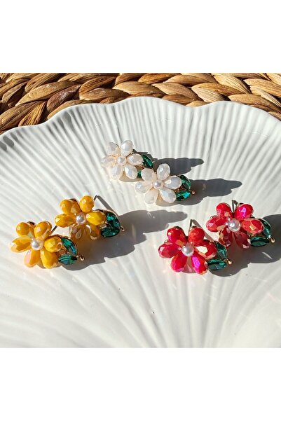 İLKYAZ ACCESSORY flower earrings with stones