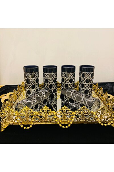 Genel Markalar EL İŞİ SİYAH 6'LI KRİSTAL KESME İŞLEMELİ KAHVE YANI BARDAK NİH...