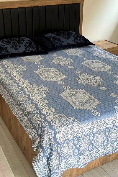 Bahtiyar İpek Local Cotton Large Patterned Blue Pique