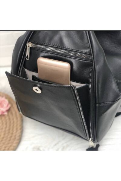 Deribag Genuine Leather, Women's Backpack, Black 24*32*14