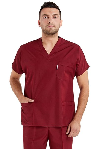 Scrubs Flex Set de tricou pentru medic și asistentă chirurgicală pentru bărbați roșu Claret - țesătură groasă din Lycra