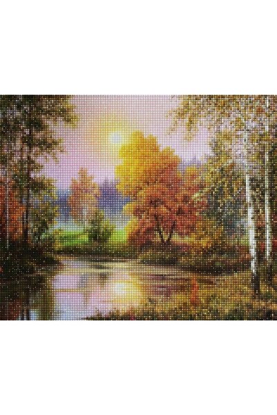 MAXİ Orman Manzarası - Diamond Painting, Elmaslı Goblen, Mozaik Tablo, Elmas, Boncuk, Taş Işleme 50x40cm