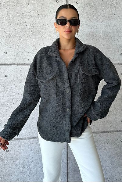 MODAGEN Dámská bunda Lamb Teddy - design s knoflíky