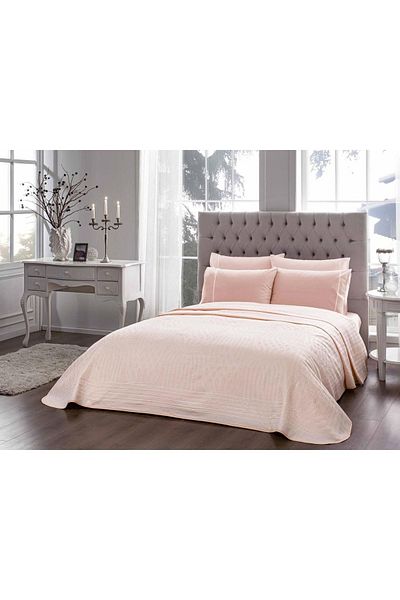 Taç Salmon Color Single Laguna Pique Set