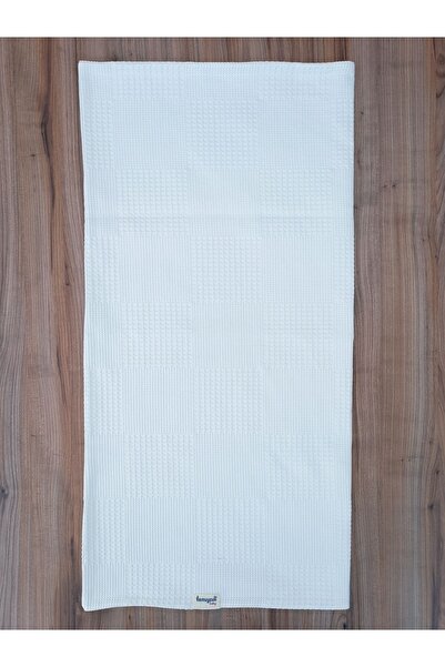 Tomuycuk Double Sided Ecru Baby Blanket - 100% Cotton, Natural Organic, 86x86cm Sleeping Blanket