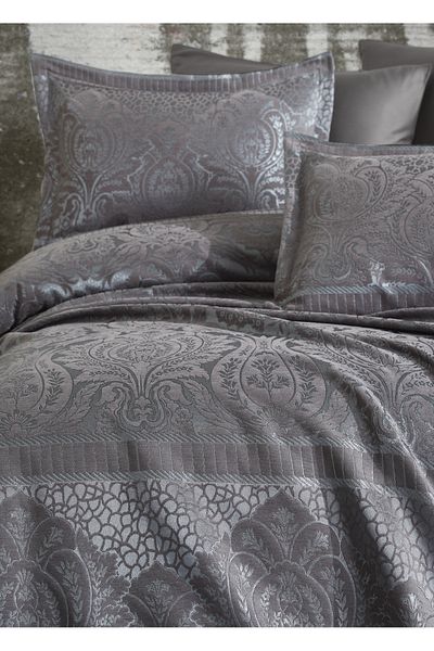 Dantela Anthracite Hazel Double Bedspread - Chenille