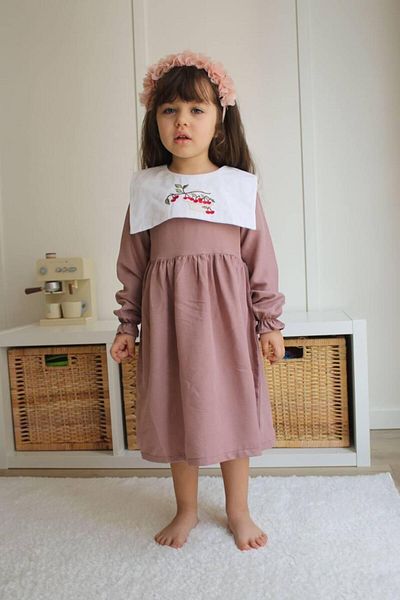 Zuzu Φόρεμα Dusty Rose με γιακά Cherry