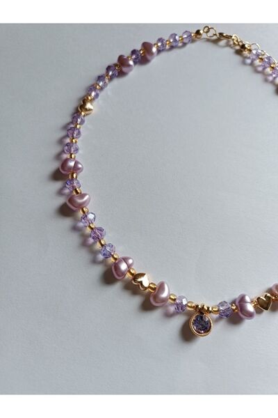 Fata Morgana Accessory Lila Pırıltı Uçlu Incili Kolye