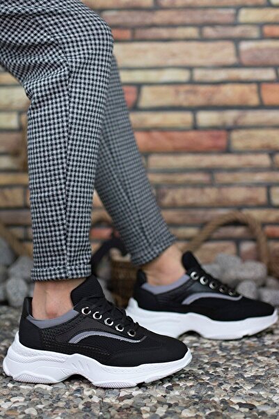 Riccon Ασπρόμαυρα ανδρικά αθλητικά παπούτσια από δίχτυ0012157A