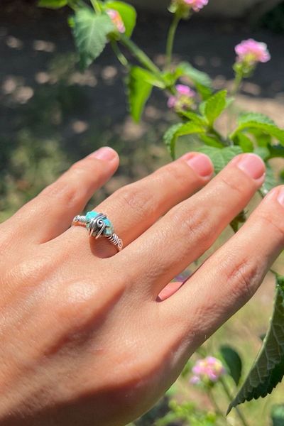 MAZEN Turquoise Natural Stone - Adjustable Handmade Ring