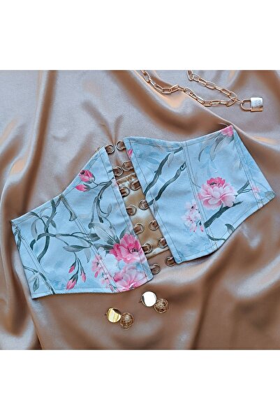 Alessia Vintage Çiçek Desenli Balenli Bel Kemeri Korse