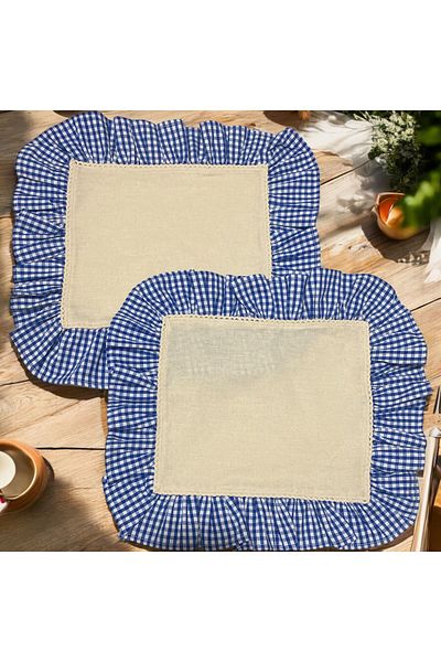 Erba kreasyon American Service - 100% φυσικό βαμβάκι, λινό Gingham μοτίβο δαντέλας