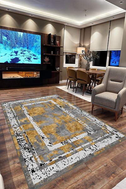 YTR HOME Dijital Baskı Yıkanabilir Kaymaz Taban Dekoratif Salon Mutfak Halısı...