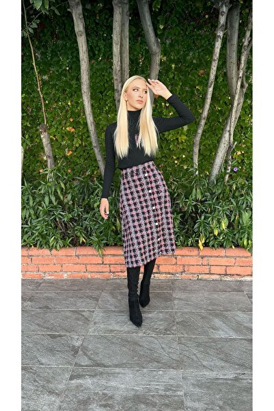 ileenofficial Tüvit Etekli Triko İkili Takım Düğme ve Cep Detaylı