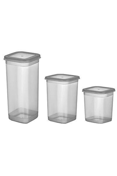 HOMİNG Homing Çok Amaçlı 3'lü Set Organizer Kapaklı Saklama Kutuları Antrasit