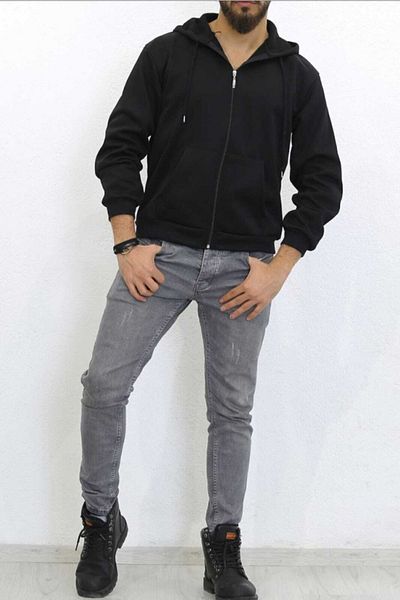 Bellingham+Stanley Schwarzer Unisex-Sweat-Cardigan mit Reißverschluss
