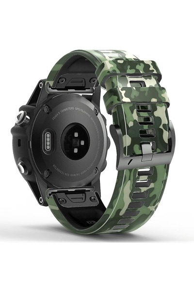 Markacase Garmin fenix 6x-6x pro- plus  (26MM) Kamuflaj Silikon Saat Kordonu