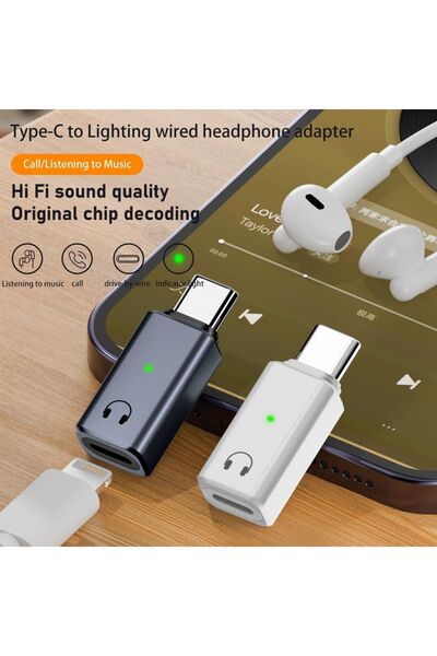 LivX Type C to Lightning Kulaklık Dönüştürücü iPhone iPad Macbook Yuva Çevirici Müzik Dinleme Arama