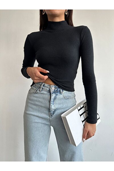 laughs Women's half turtleneck long sleeve ruffled camisole blouse RD2003