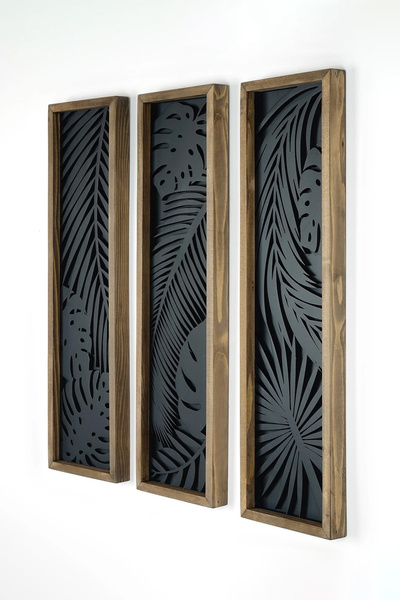 Tooall Boyutlu Palmiye Yapraklar Duvar Dekor Seti, 3 Set Ahşap Çiçek Duvar Sa...