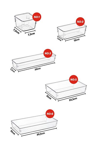 Nandy Home 7 Piece Drawer Punto Drawer Organizer Transparent