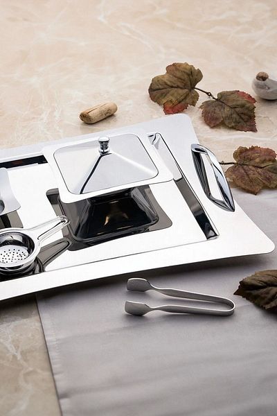 Nehir Steel Clove Plain 28 Piece Tea Set (Without Cup) 80 X 140 4+ Silver