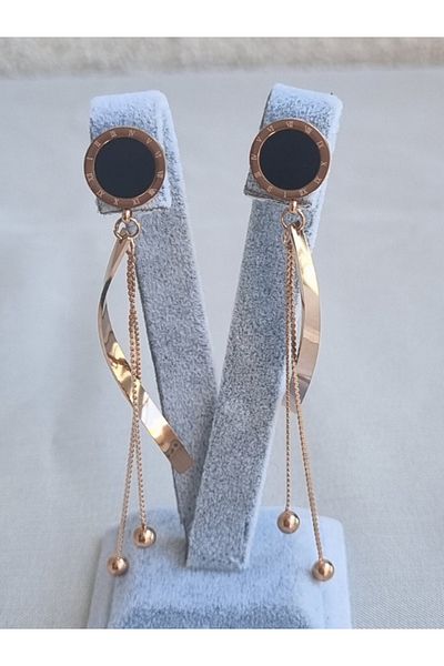 Brassito Bronze Colored Women's Earrings - Steel, Dangle Roman Detail, 316l Non-tarnish