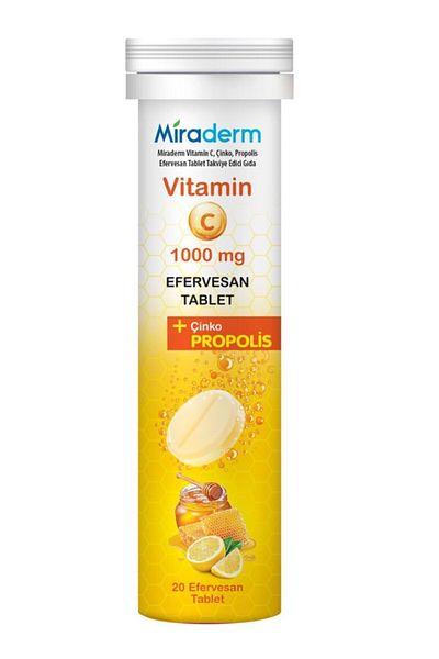 Miraderm Propolis Vitamin C Kinzo 20 Effervescent Tablets - Miraderm