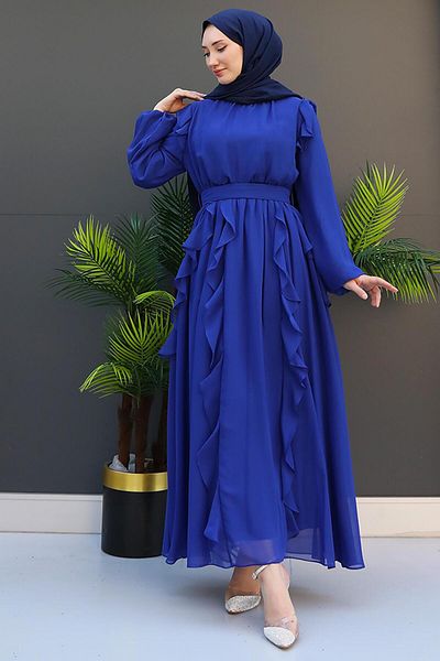 GİZ AGİYİM Φόρεμα σιφόν Midnight Blue Rümeysa