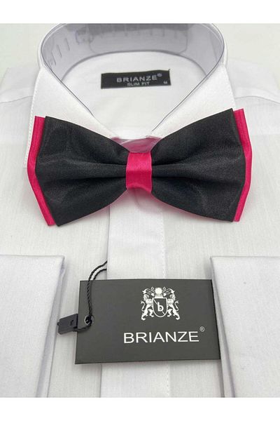 Brianze Satin Bow Tie - Black Fuchsia