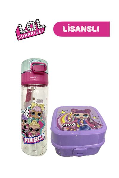 LOL Licensed Lol Lunch Box - 4 Compartments and Water Bottle Set of 2
