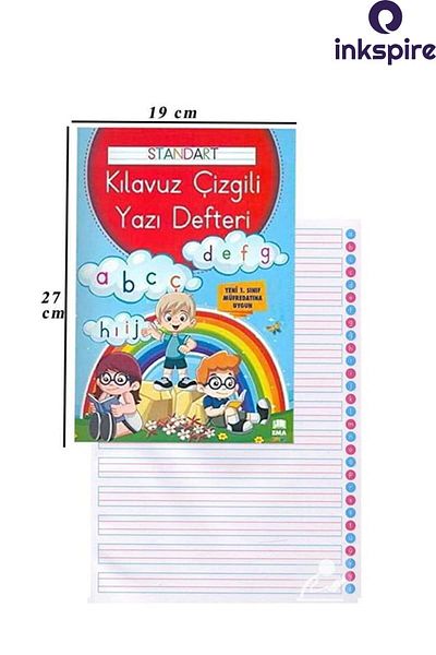inkspire Dimensiune A4 19x27 cm 24 coli Bloc de scris frumos - Litere de bază verticale și rigle