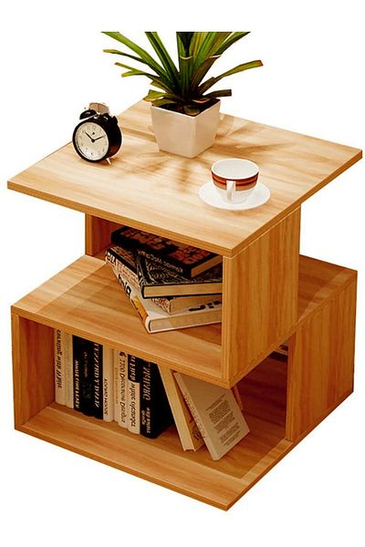 Modern home Stylish Cherry Asymmetrical Side Table with Storage