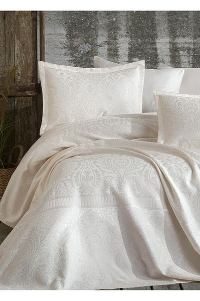Dantela Hazel Cream Double Chenille Bedspread