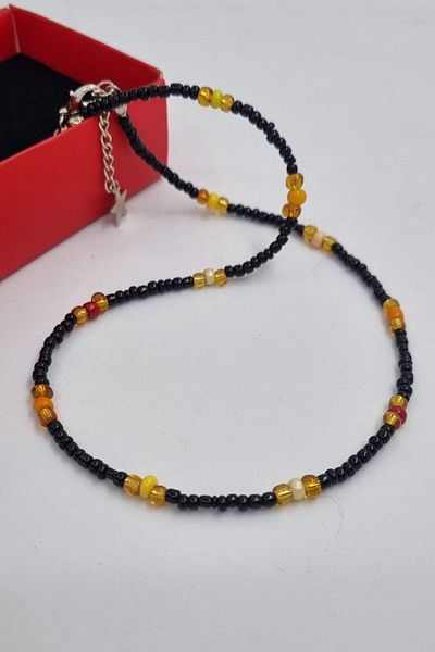 KRIMO Kpop Ateez Mingi Black Yellow Beaded Necklace