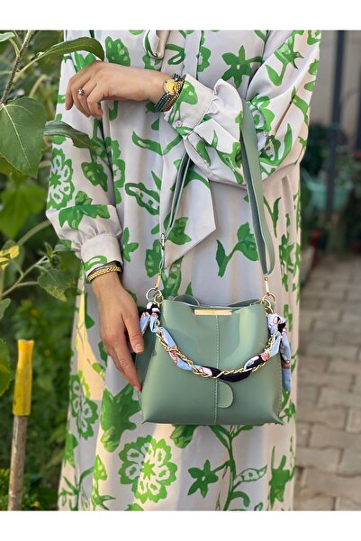 ESTUTE Γυναικεία τσάντα 2 pack από μαλακό δέρμα 3 θέσεων και τσάντα ώμου με μαντήλι και αξεσουάρ αλυσίδας