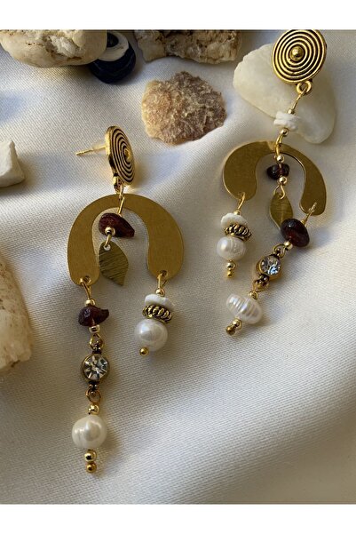 azra takı tasarım أقراط كريمية متدلية مصنوعة يدويًا من اللؤلؤ للنساء من مايوركا