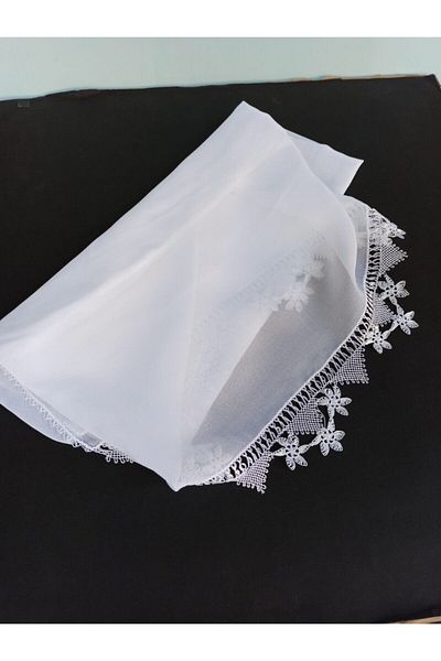 arzumçeyiz Handcrafted Needle Embroidery Mevlüt Headscarf 140 * 70 Cm Size - Off White