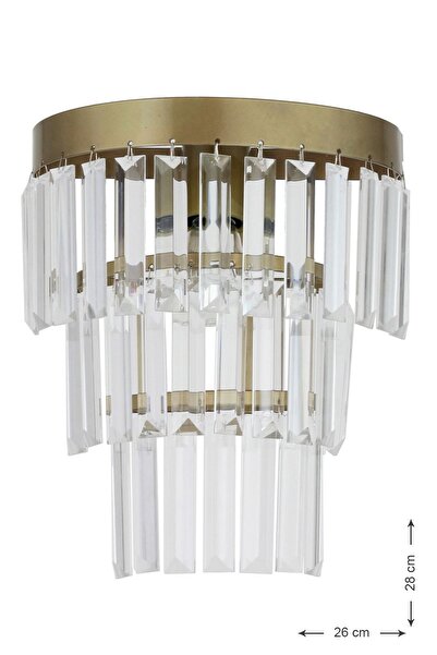 Avizemoda Linsa Kristal Cam Taşlı Lüks Aplik - (eskitme Renk)