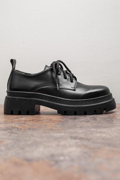 DRY WOOD Чорні лофери - жіноче взуття на щодень, товста підошва