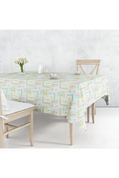 K&M HOMETEX مفرش طاولة مبطن ومقاوم للسوائل وقابل للمسح باللون الأخضر المتاهة