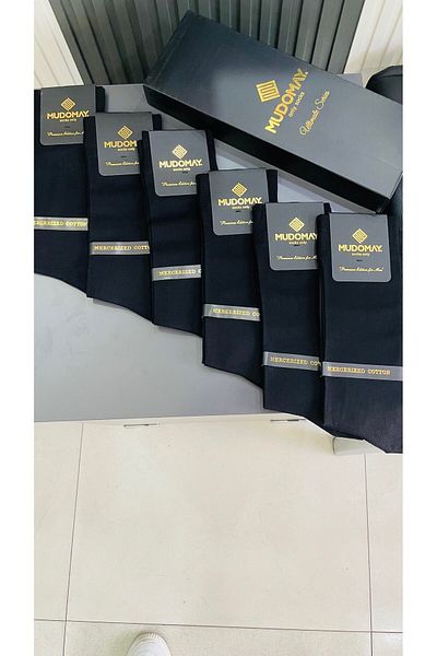 mudomay МЪЖКИ ЛЕТНИ МЕРСЕРИЗИРАНИ БЕЗШЕВНИ ЧОРАПИ, ЧЕРНИ (6 БРОЯ)