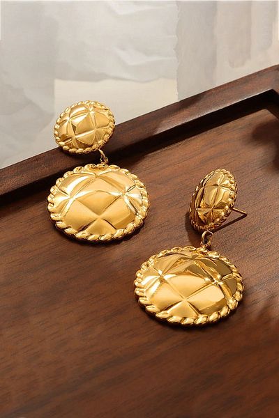 Glaren Gold Colored Round Dangle Women's Earrings